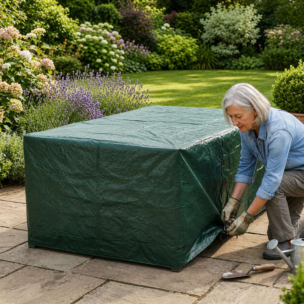 Heavy Duty 4 Seater Rectangular Table Cover – Green – Polyethylene – Outdoor Protection