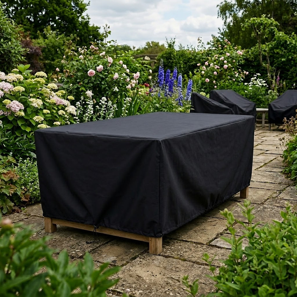 Rectangular Table Cover – 8 Seat Black – All-Weather Protection – Outdoor Use