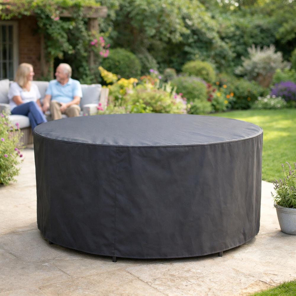 Circular Patio Set Cover – 90cm High Charcoal – Durable Polyester – Outdoor Protection