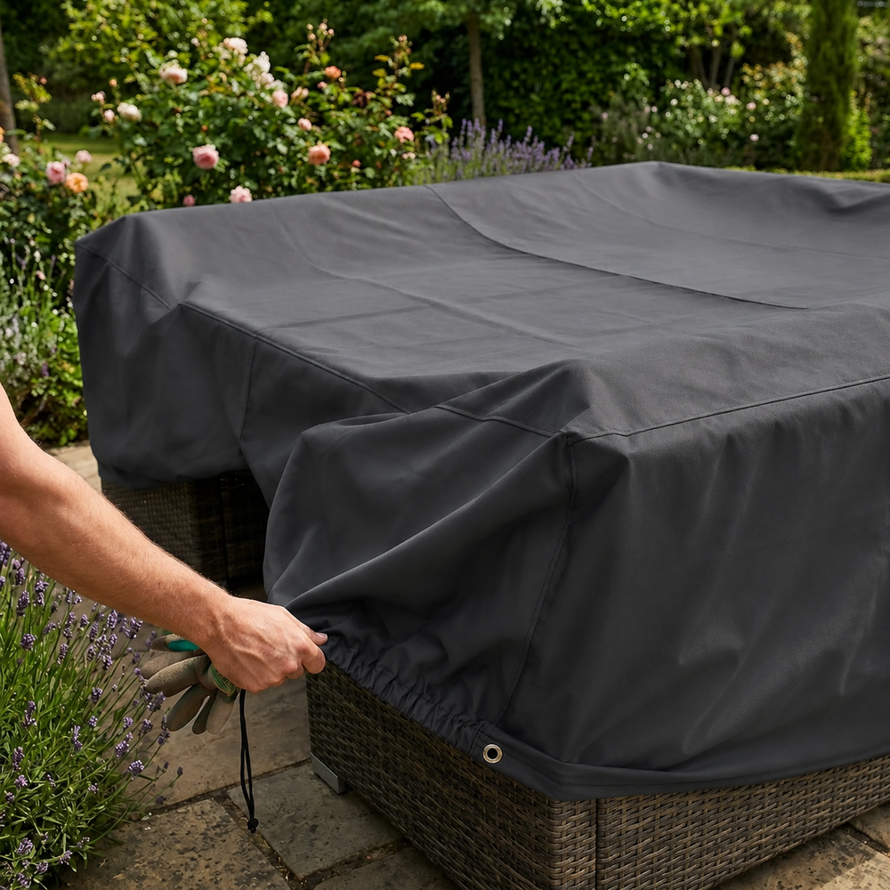 Rectangular Corner Sofa Dining Set Cover – 200cm Charcoal – Heavy Duty Protection