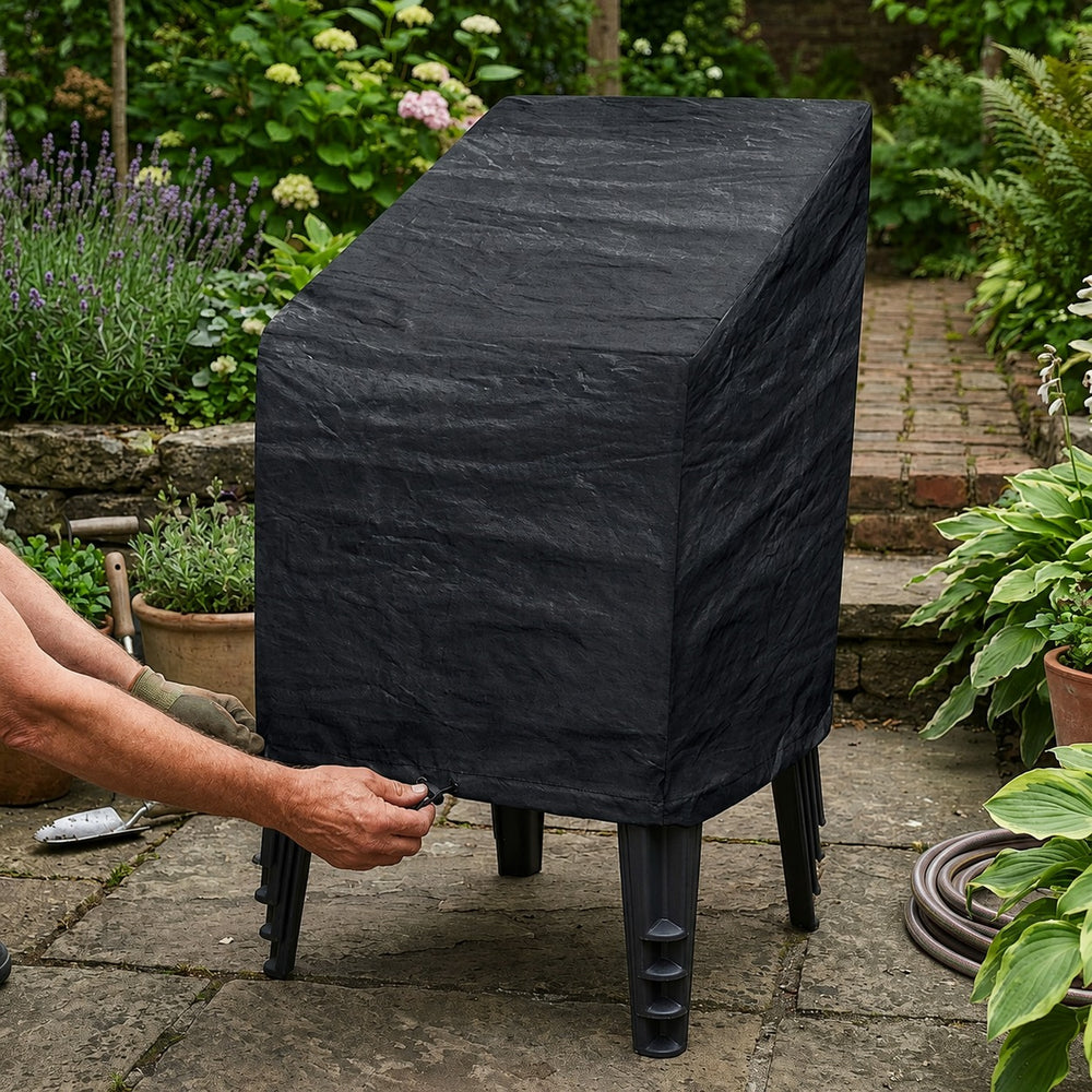 Heavy Duty Stacking Chair Cover – Black – Polyethylene – Outdoor Protection