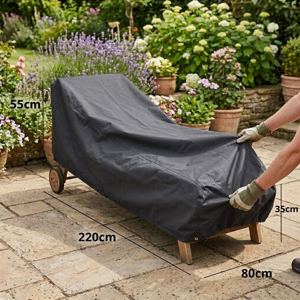 Sun Lounger Cover – Large Charcoal – Heavy Duty UV Protection – Outdoor Furniture