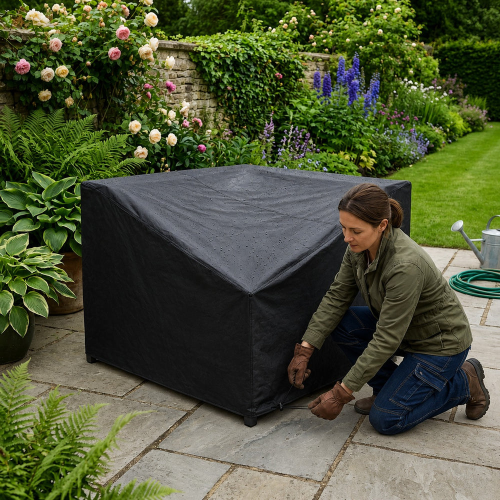 Small Corner Unit Cover – Black – Heavy Duty Polyethylene – Garden Sofa Protection