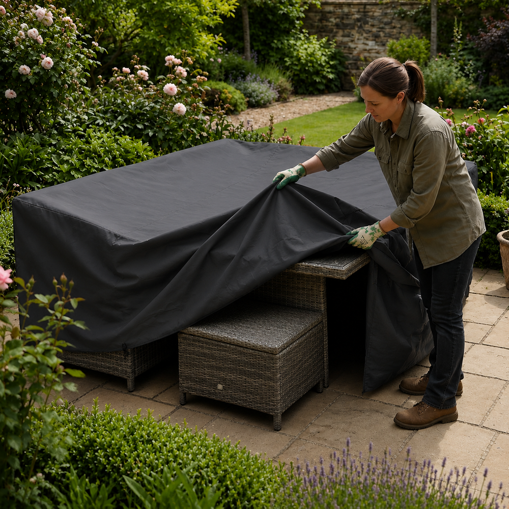 Square Corner Sofa Dining Set Cover – 250cm Charcoal – Durable Polyester – Weather Protection