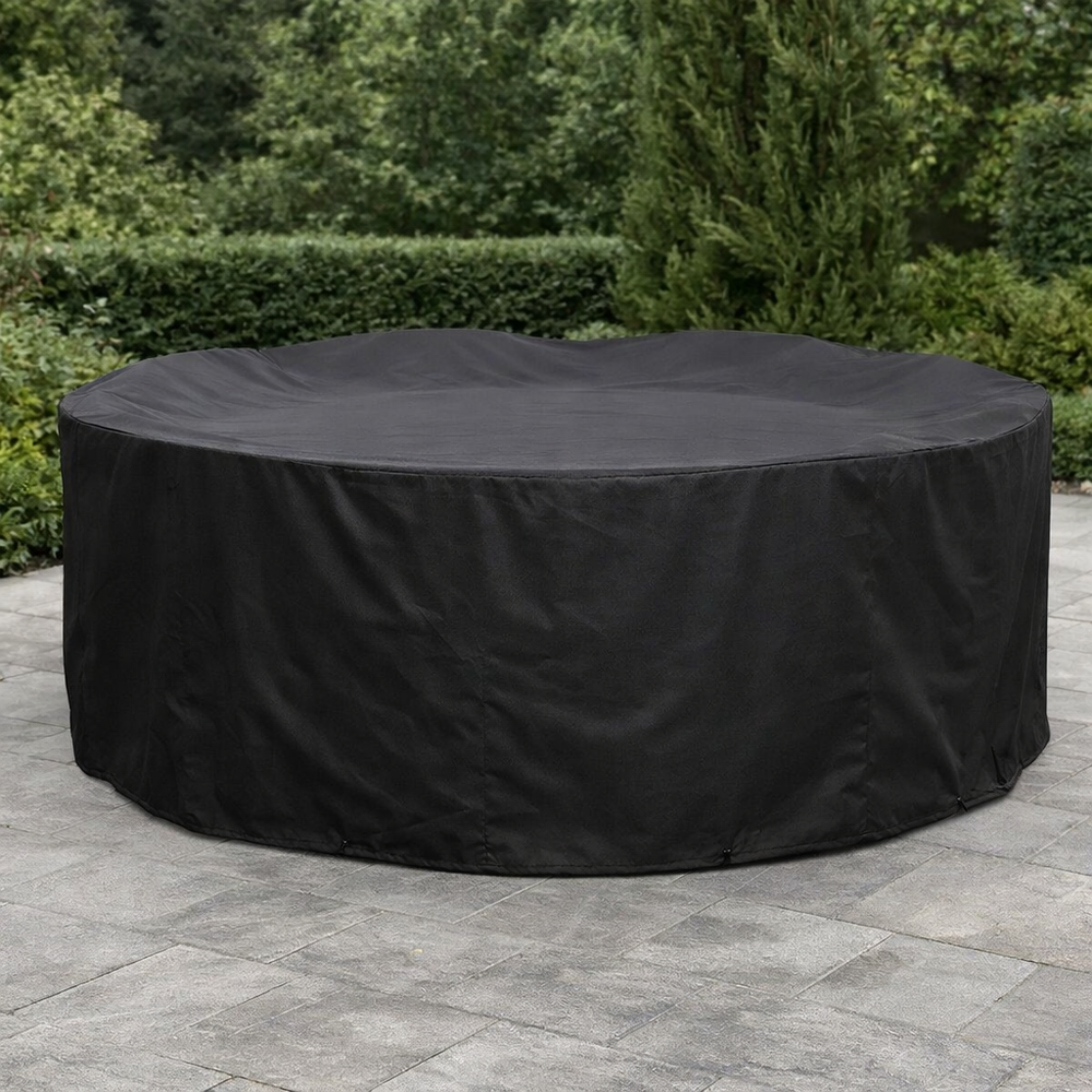 Heavy Duty 6-8 Seater Round Furniture Cover – Black – Polyethylene – Outdoor Protection