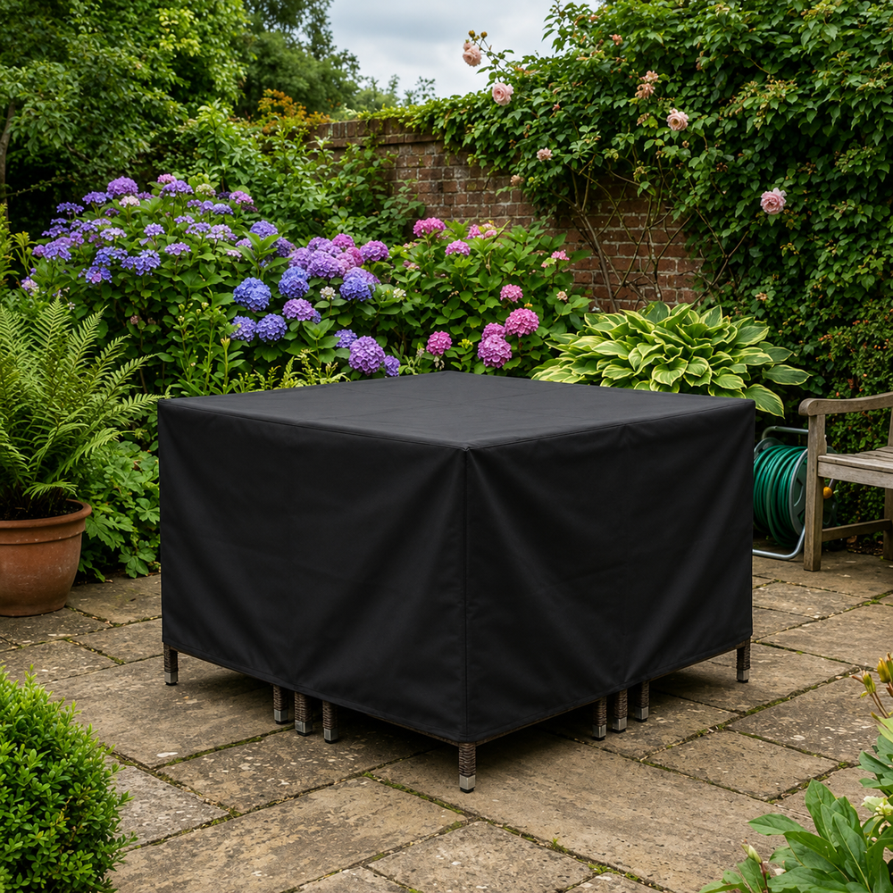 Heavy Duty 4 Seater Cube Set Cover – Black – Super Tough Waterproof Protection