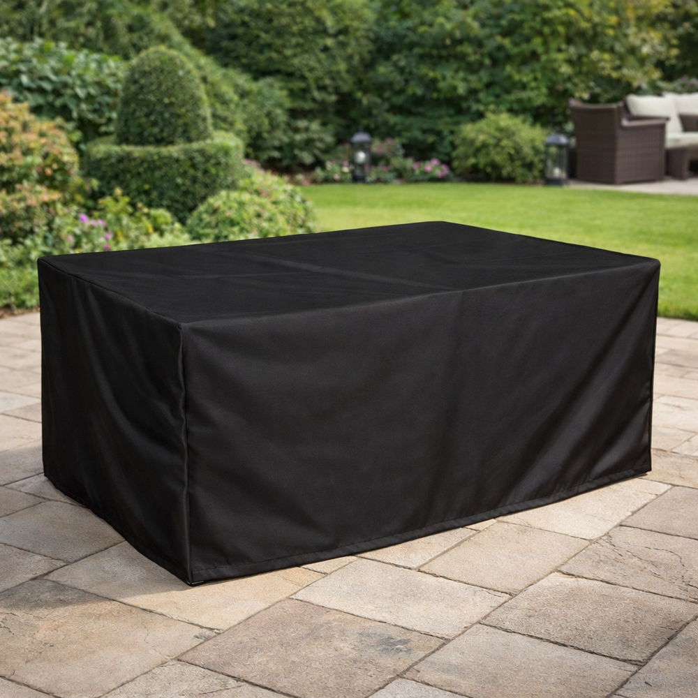 Rectangular Table Cover – 6 Seat Black – Heavy Duty Waterproof – Outdoor Protection