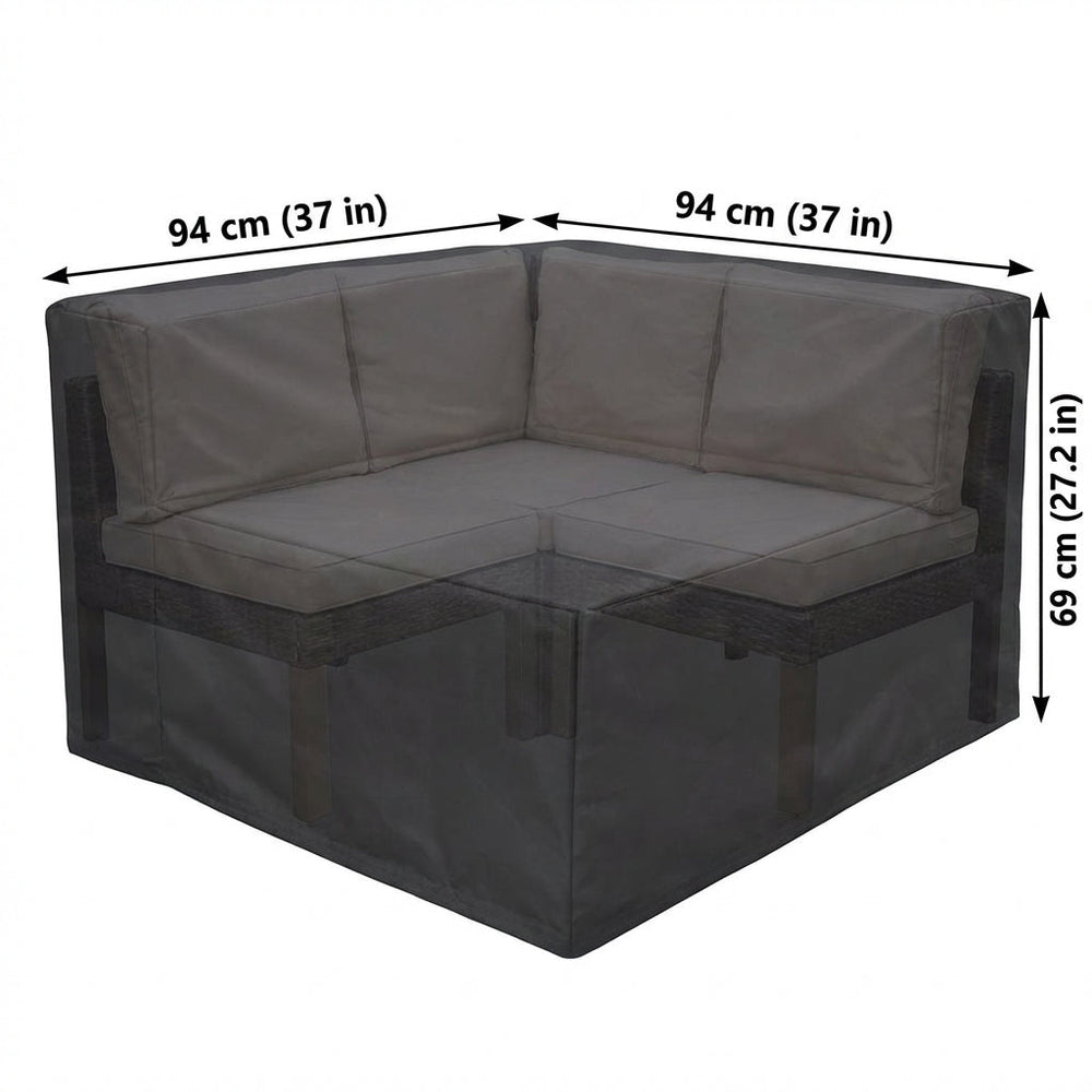 Large Corner Unit Cover – Black – Heavy Duty Protection – Garden Sofa Shield