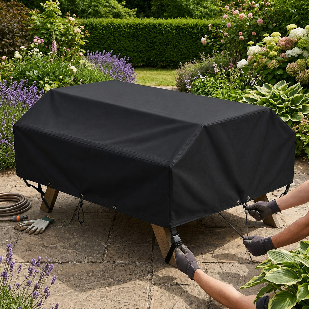 Picnic Table Cover – 8 Seater Black – Super Tough Protection – Outdoor Use