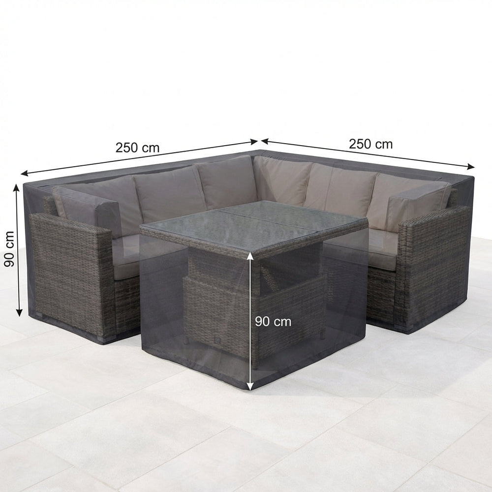 Square Corner Sofa Dining Set Cover – 250cm Charcoal – Durable Polyester – Weather Protection