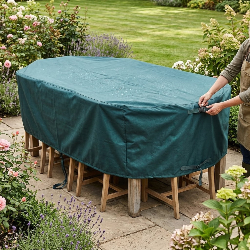 8 Seater Rectangular Furniture Cover – Green – Heavy Duty – Garden Protection