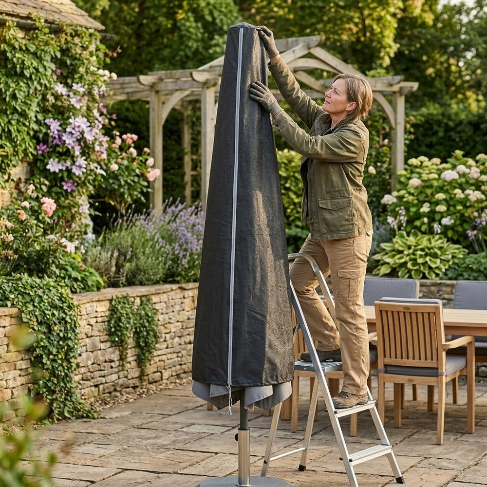 Large Parasol Cover – Black – Heavy Duty UV Protection – Outdoor Use