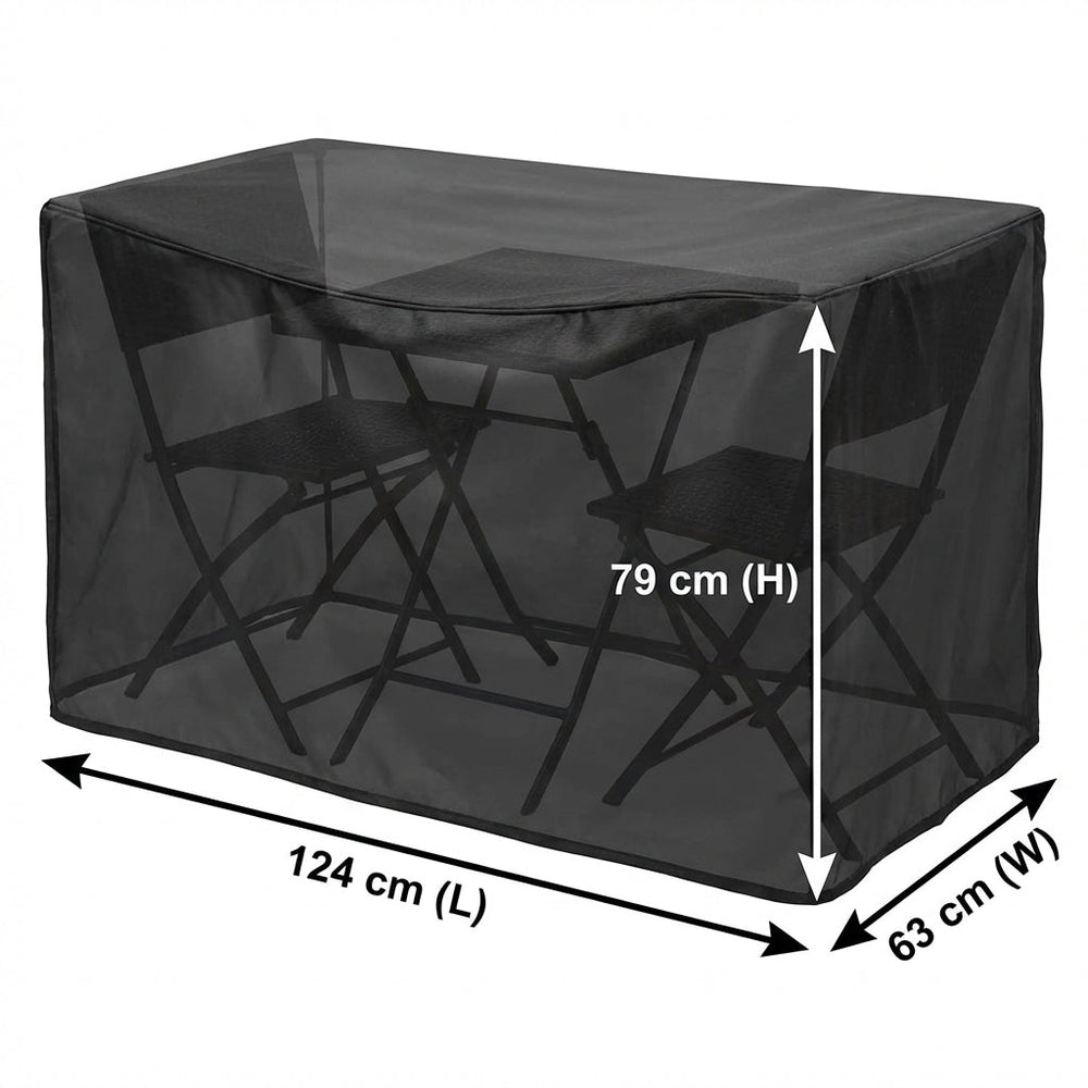 Heavy Duty Bistro Set Cover – 2 Seater – Black Polyethylene – Outdoor Furniture Protection