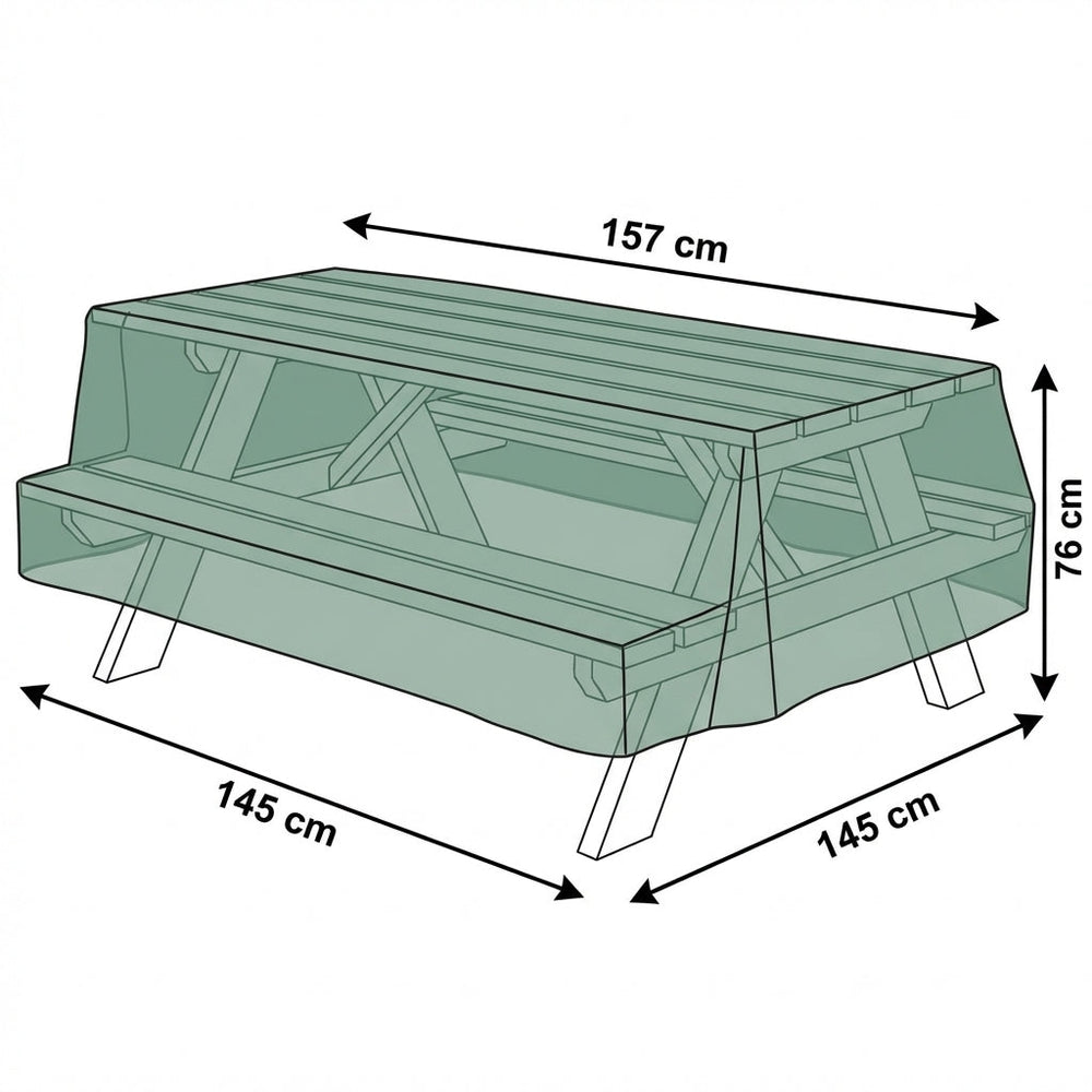 Heavy Duty 7 Seater Picnic Table Cover – Green – Polyethylene – Outdoor Protection