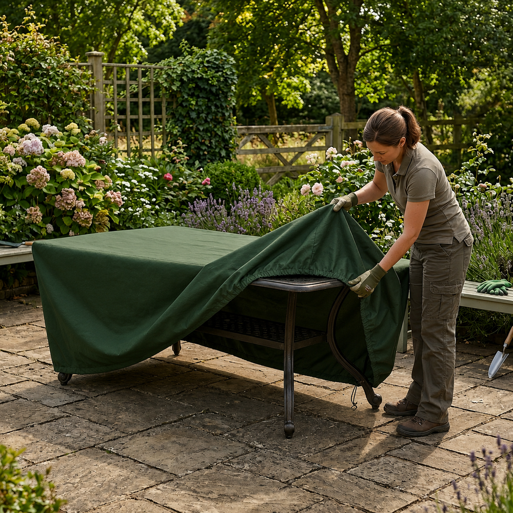 Heavy Duty 8 Seater Rectangular Table Cover – Green – Polyethylene – Outdoor Protection