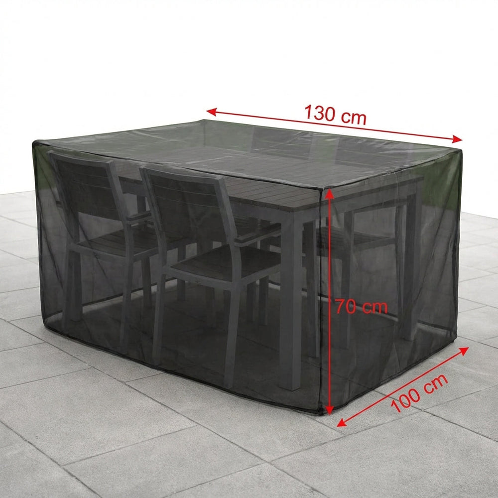 Heavy Duty 4 Seater Rectangular Furniture Cover – Black – Polyethylene – Outdoor Dining Protection