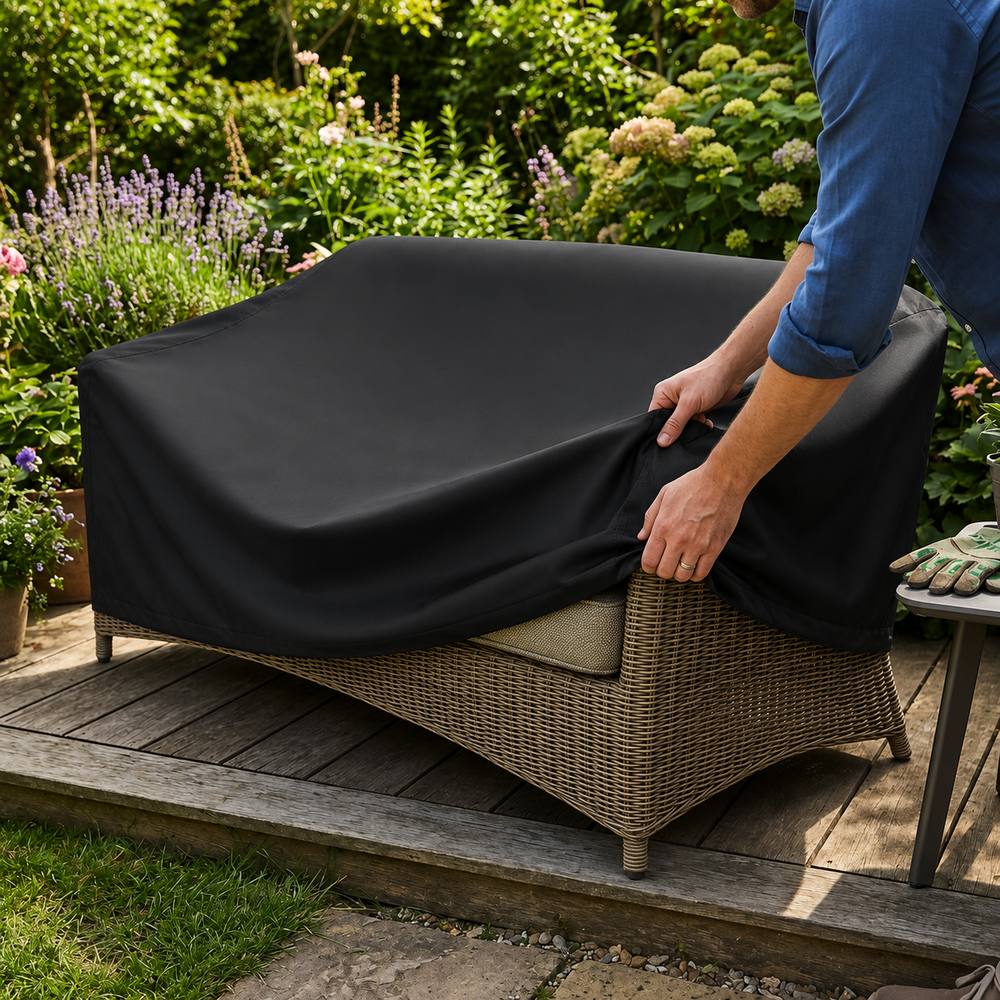 Heavy Duty Sofa Cover – 2-3 Seater – Black – Outdoor Furniture Protection