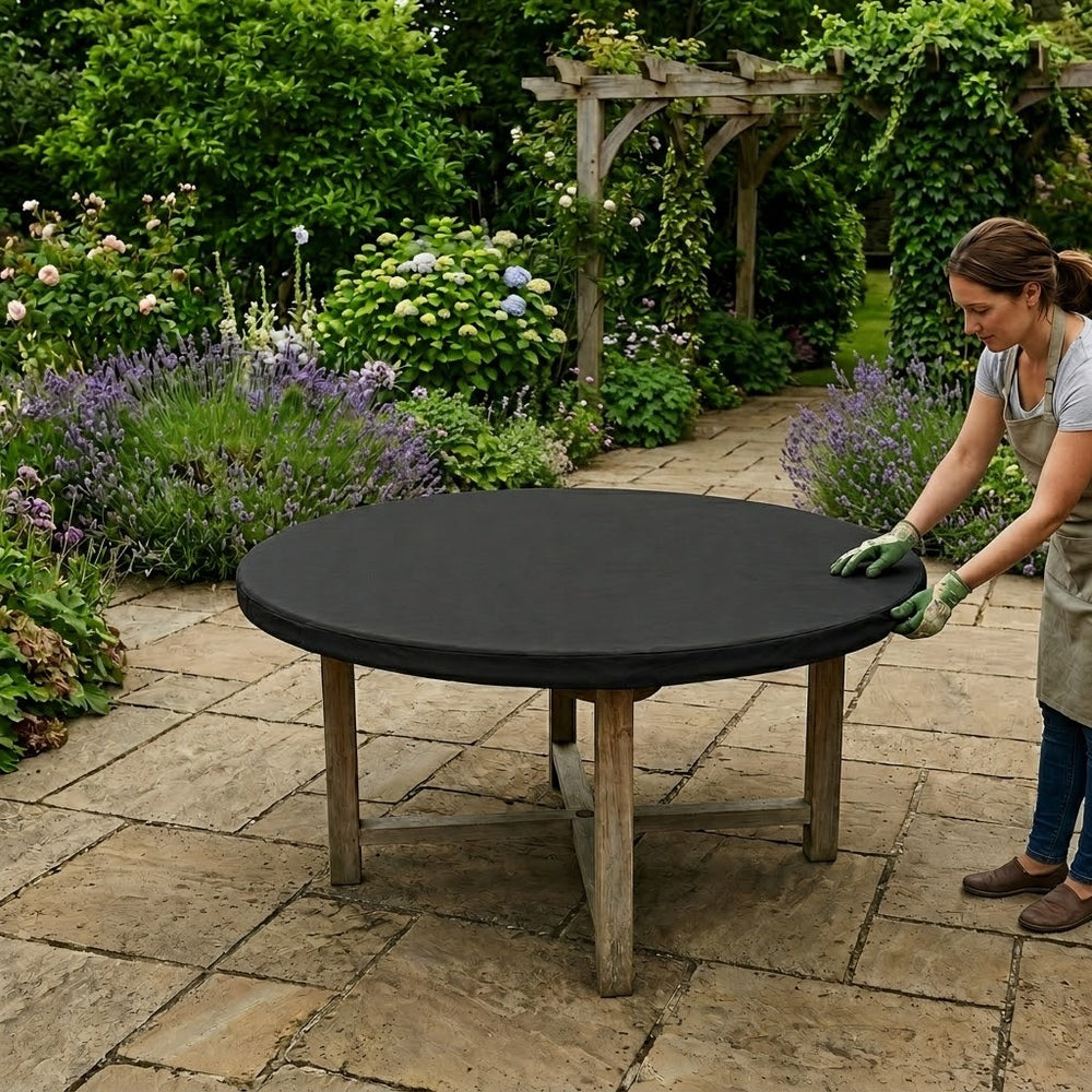 Round Table Top Cover – 4-6 Seater – Black – Weather Protection