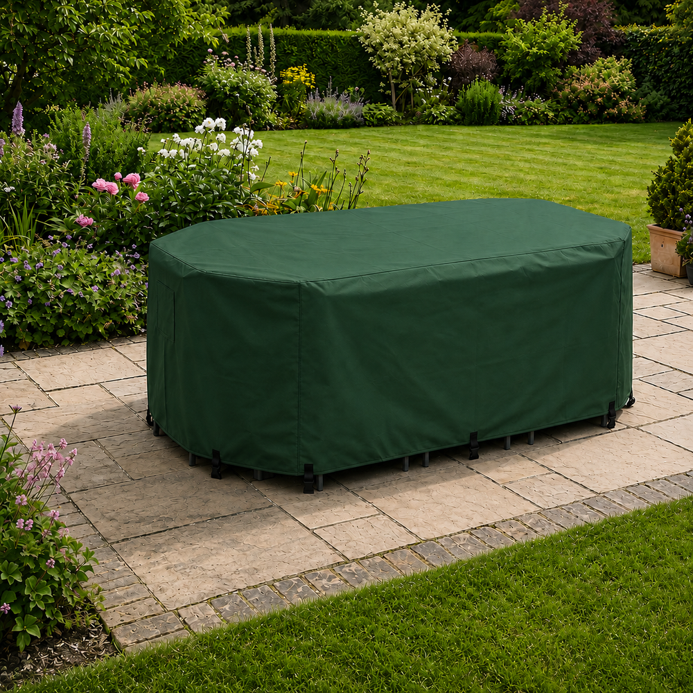 Rectangular Patio Set Cover – 8 Seat Green – Durable Polyester – Outdoor Protection