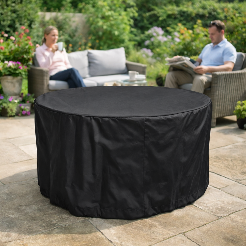 Circular Table Cover – 4/6 Seat Black – Heavy Duty Protection – Outdoor Use