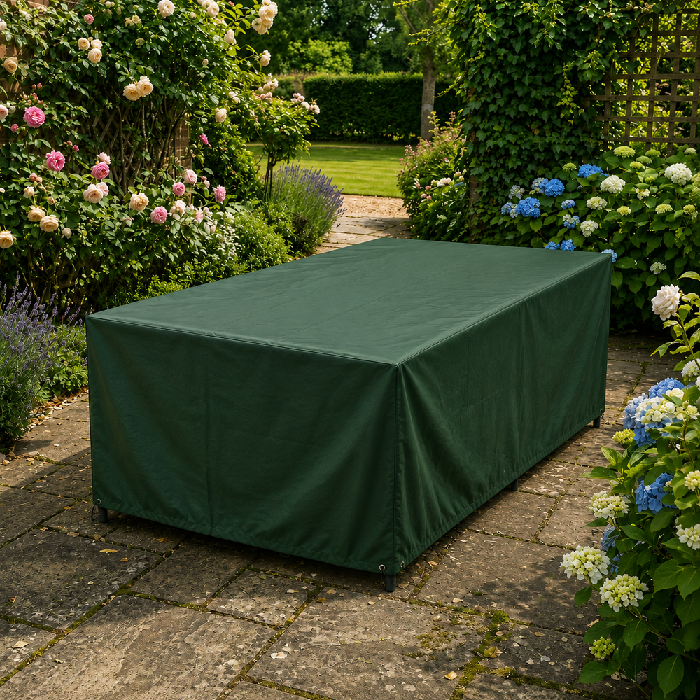 Heavy Duty 8 Seater Rectangular Table Cover – Green – Polyethylene – Outdoor Protection