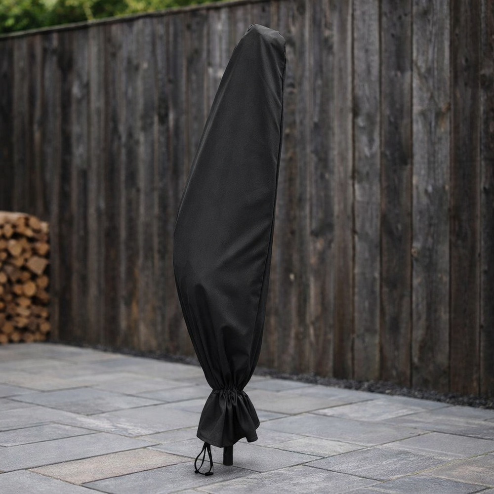 Heavy Duty Extra Large Parasol Cover – Black – Polyethylene – Outdoor Weather Protection
