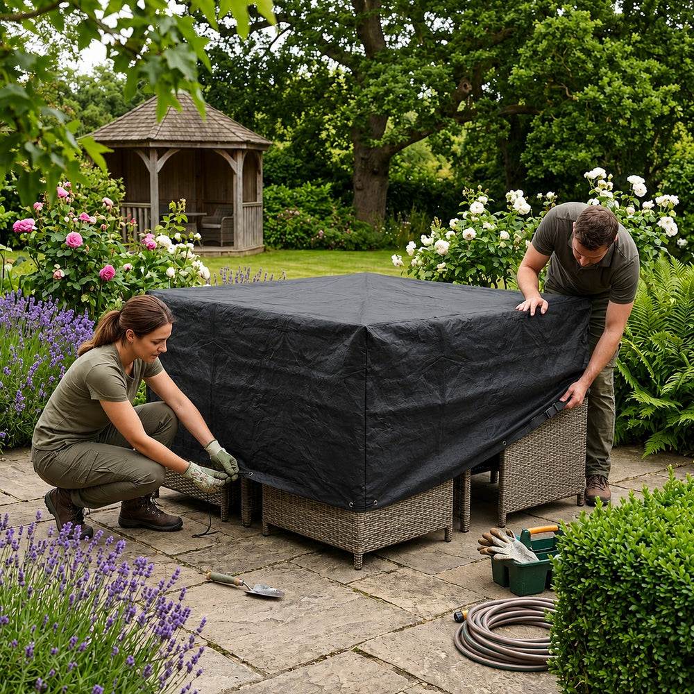 Heavy Duty 4 Seater Cube Set Cover – Black – Polyethylene – Outdoor Protection