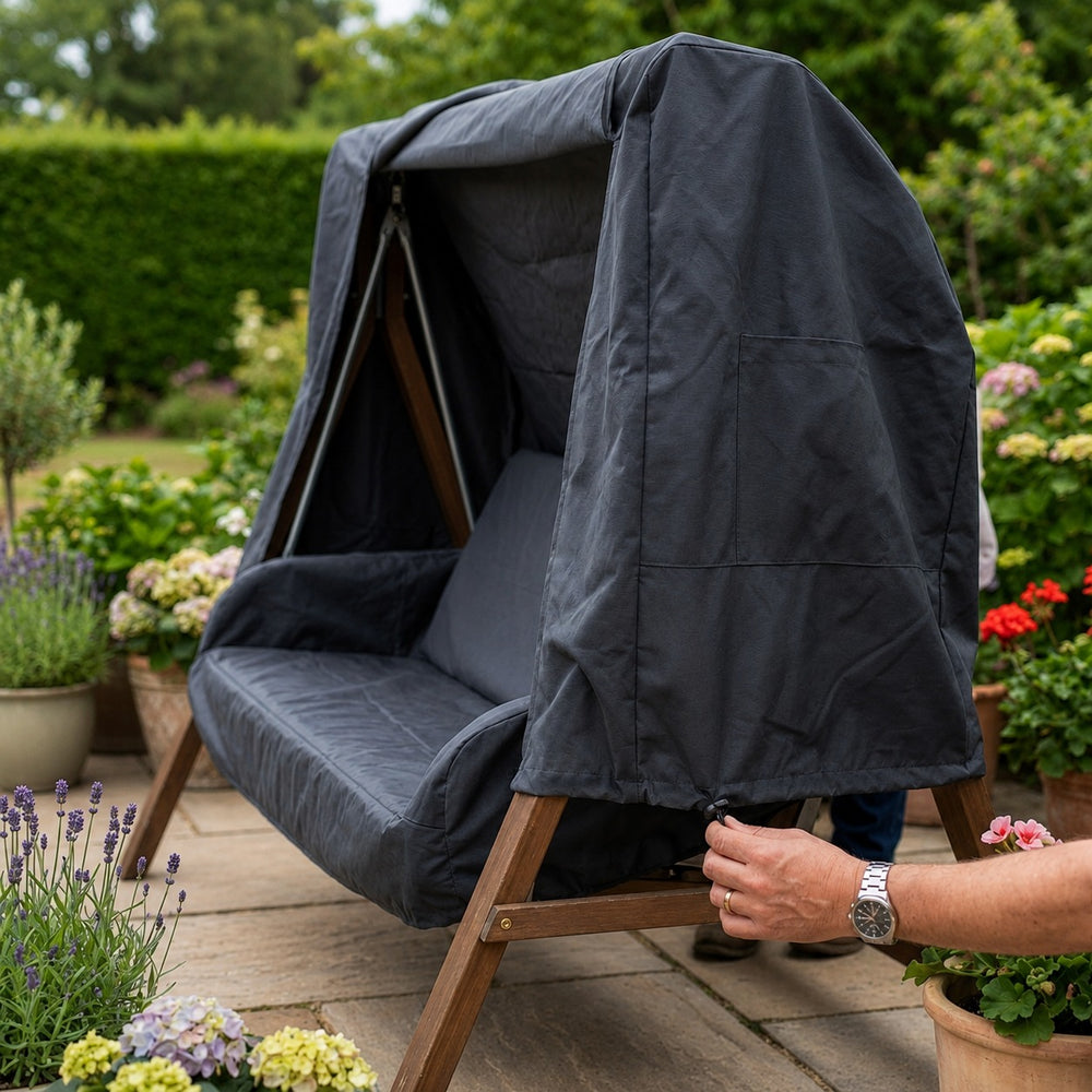 Heavy Duty 2 Seater Swing Seat Cover – Black – Waterproof UV Protection – Outdoor Use