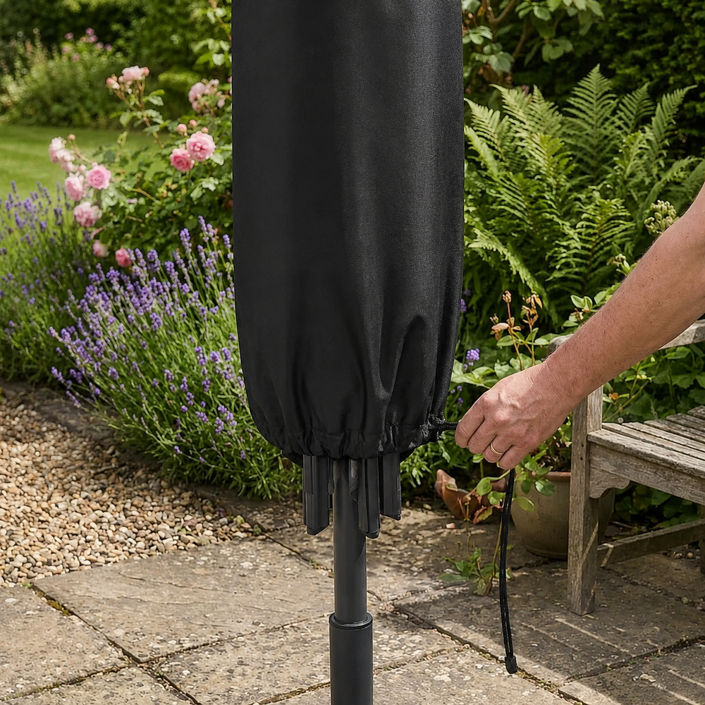 Extra Large Parasol Cover – Black – All-Weather Protection – Outdoor Use