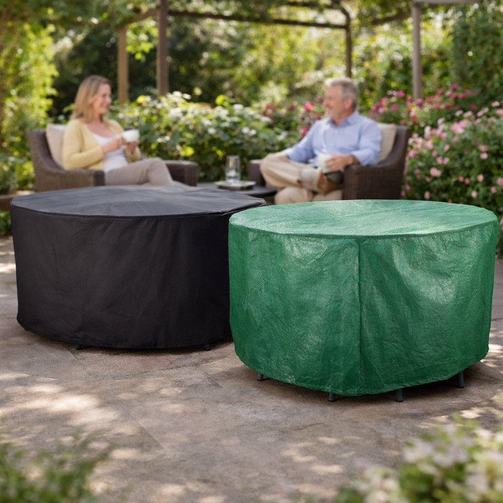 Circular Table Cover – 4/6 Seat – Reversible Green/Black – Outdoor Protection