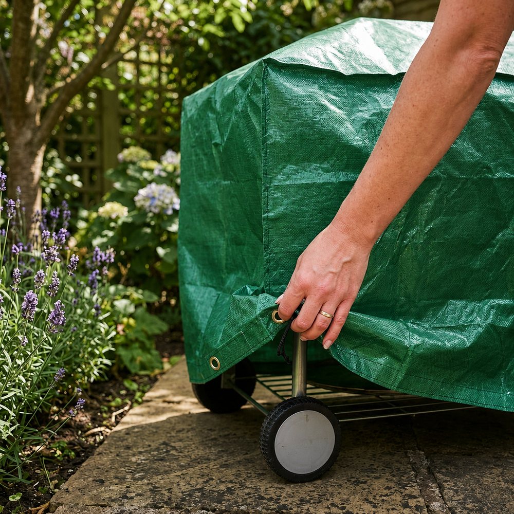 Medium BBQ Cover – 124cm Green Polyethylene – Outdoor Protection