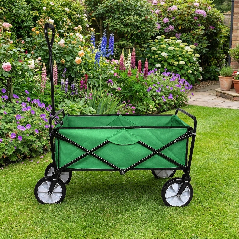 Green Foldable Garden Cart for Easy Outdoor Transport