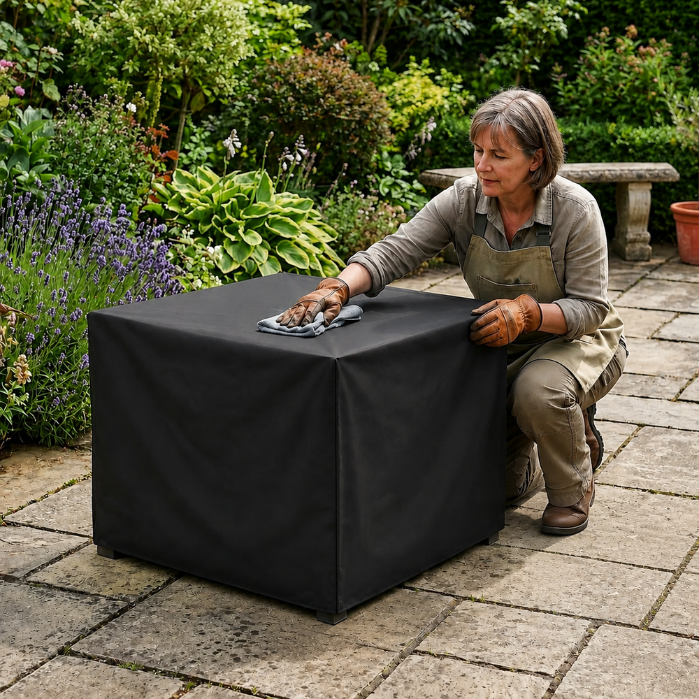 Large Square Fire Pit Cover – Black – Heavy Duty Waterproof – Outdoor Protection