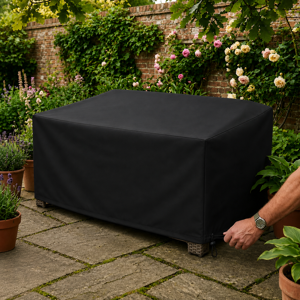 2 Seater Large Sofa Cover – Black – Heavy Duty Polyethylene – Garden Furniture Protection