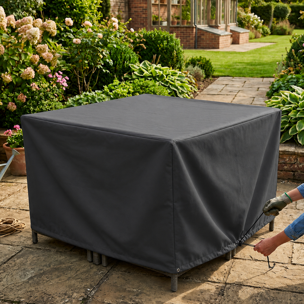 4 Seater Cube Set Cover – Extra Large Charcoal – Weatherproof Polyester – Outdoor Furniture Protection