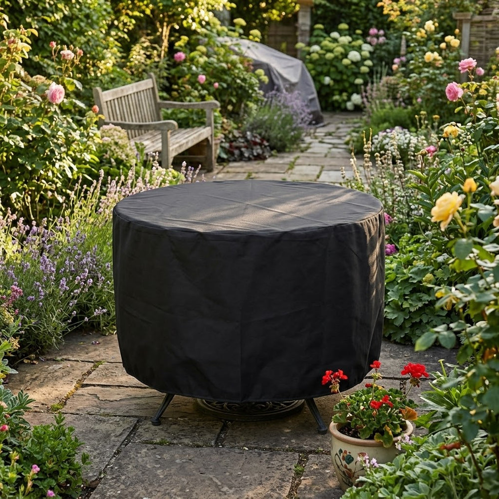 Round Table Cover – 4 Seater Black – Heavy Duty Waterproof – Outdoor Protection