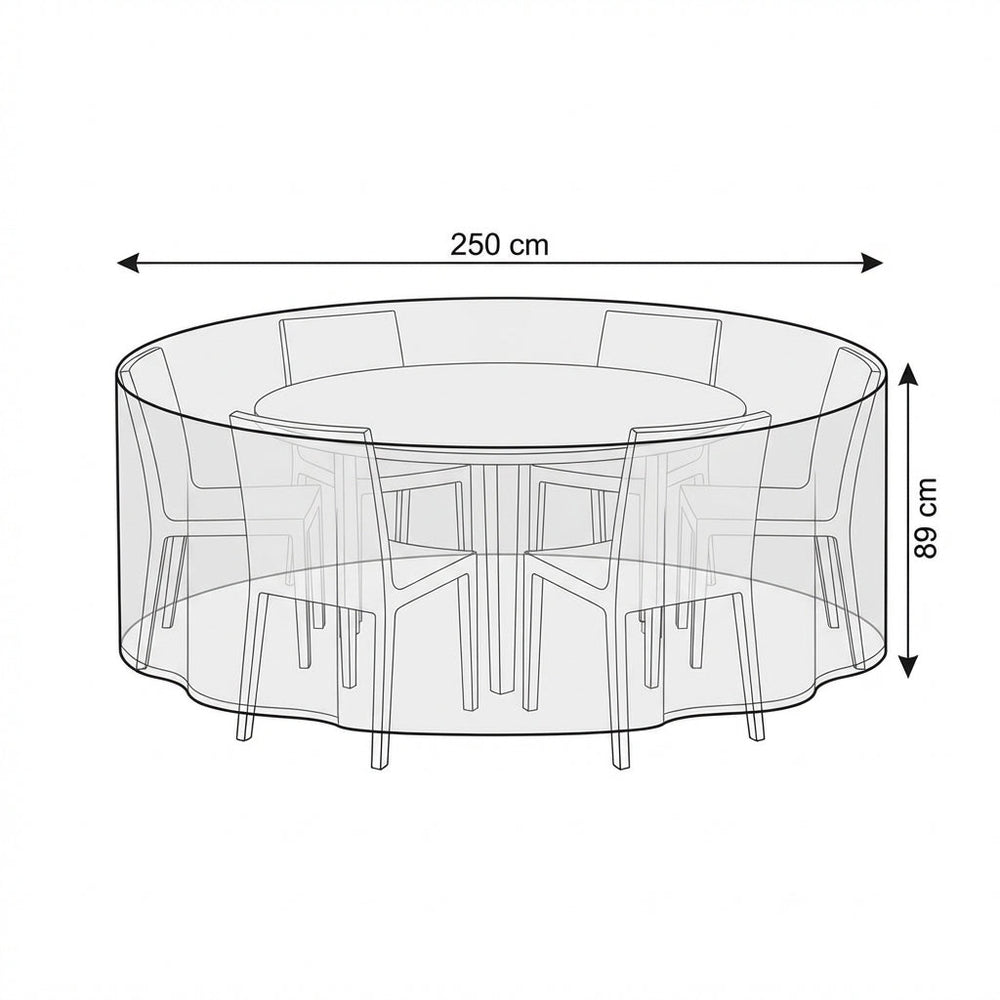 Heavy Duty 6-8 Seater Round Furniture Cover – Black – Polyethylene – Outdoor Protection