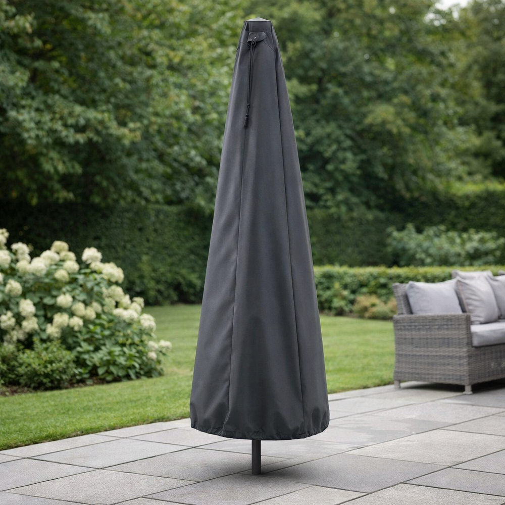Large Parasol Cover – Charcoal – Durable Polyester – Outdoor Protection