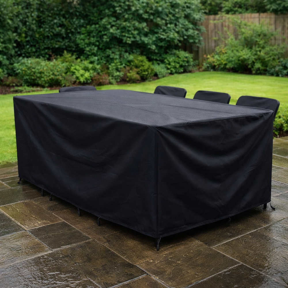 Heavy Duty Furniture Set Cover – 6 Seater Black – Waterproof Protection