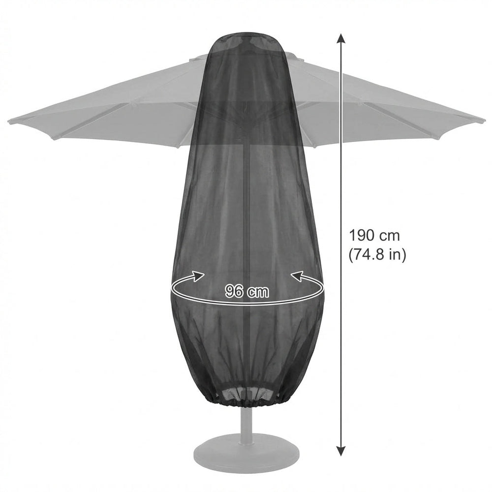 Large Parasol Cover – Black – Heavy Duty Polyethylene – Outdoor Protection
