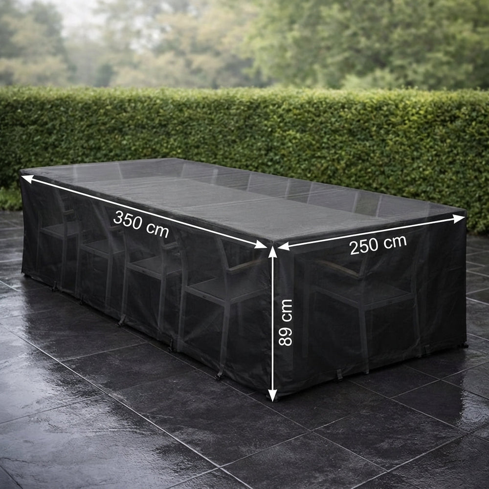 Heavy Duty 10 Seater Rectangular Furniture Cover – Black – Waterproof Protection