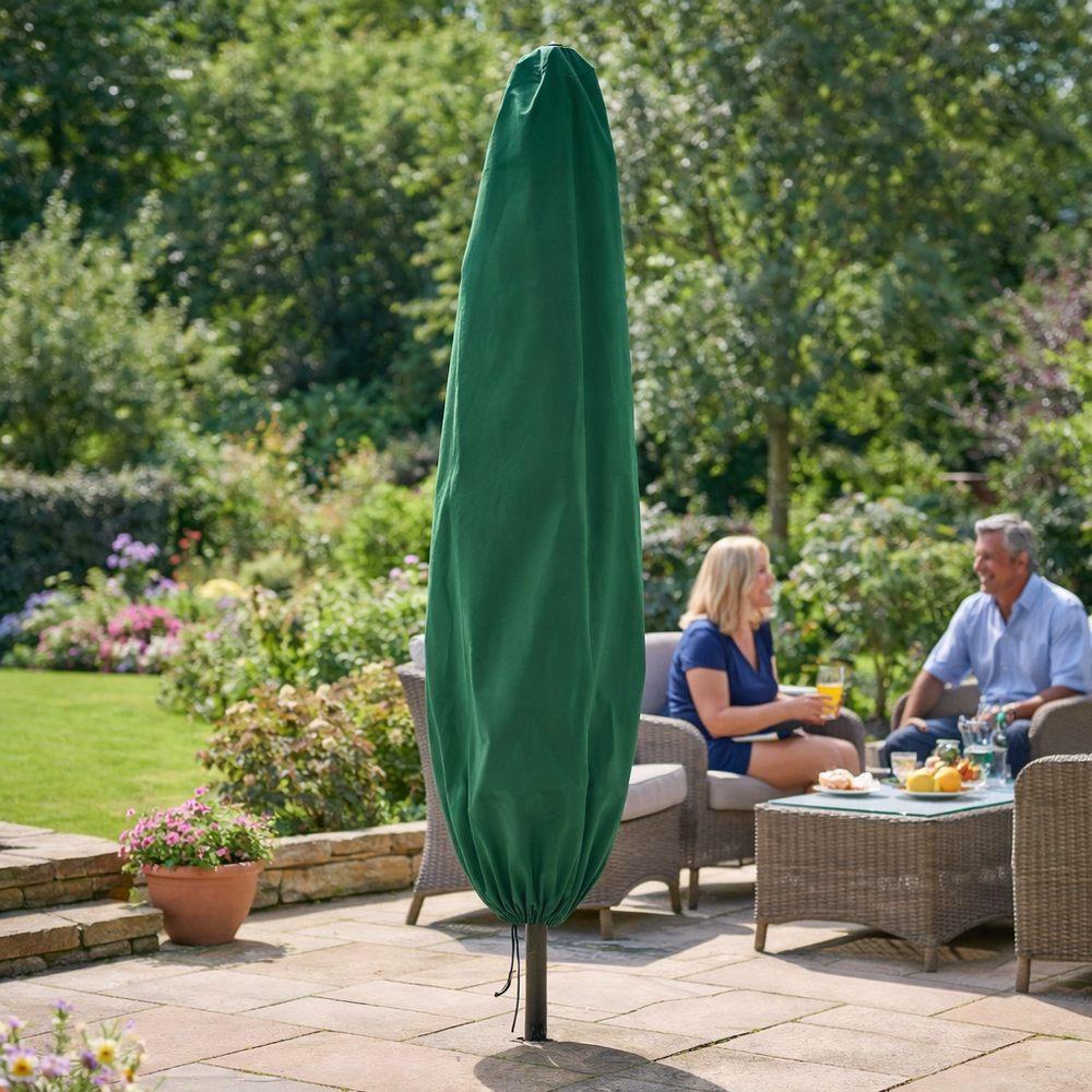 Heavy Duty Parasol Cover – Large Green – Polyethylene Protection – Outdoor Use