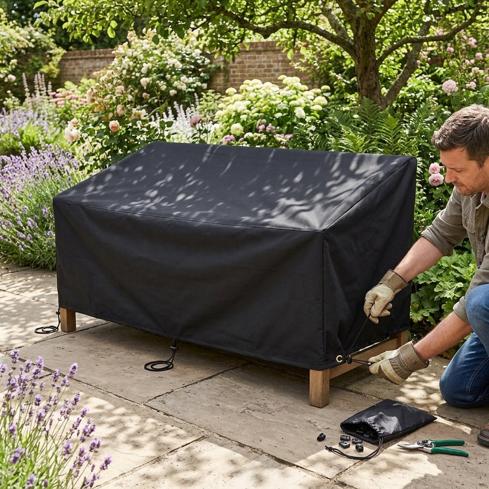 Bench Cover – 3-4 Seater – Black – Heavy Duty Outdoor Protection
