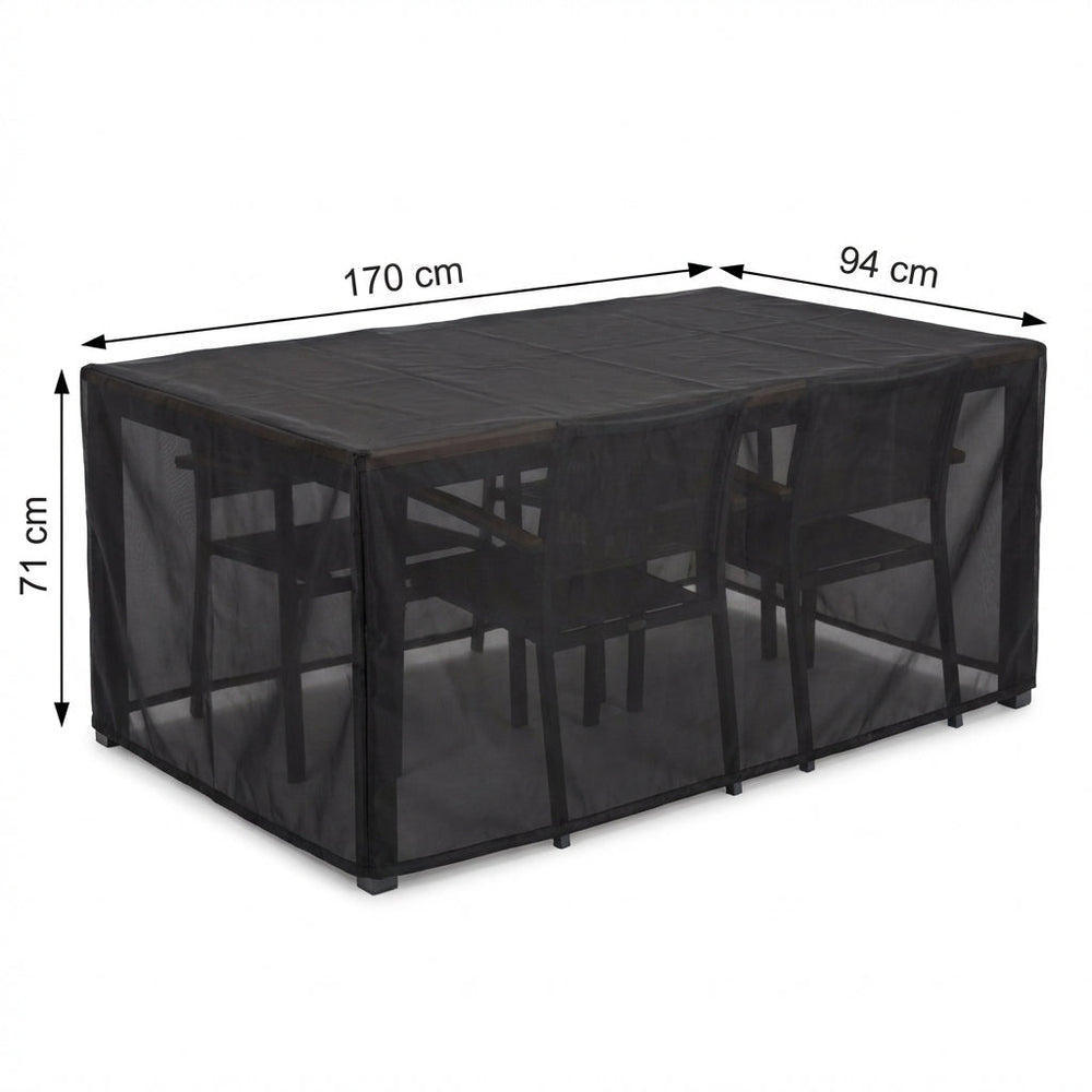 Rectangular Table Cover – 6 Seat Black – Heavy Duty Waterproof – Outdoor Protection
