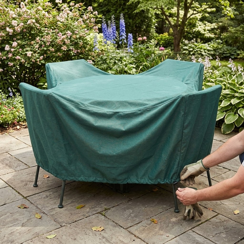 Round Furniture Set Cover – Green – Super Tough Waterproof – Outdoor Dining Protection