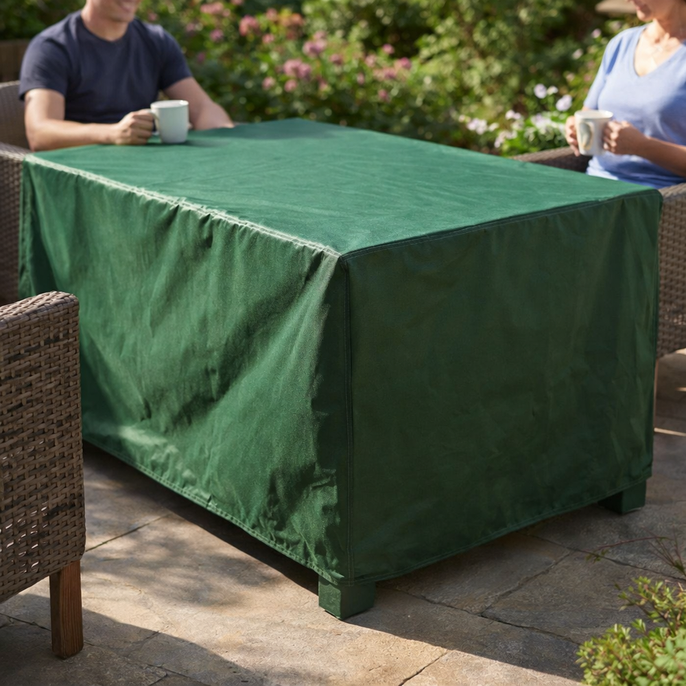 Rectangular Table Cover – 4 Seater Green – Super Tough Waterproof – Outdoor Protection