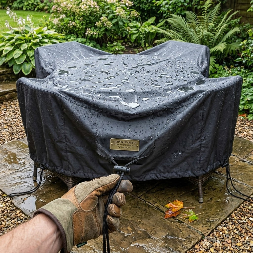 Circular Table Cover – 107cm Black – Heavy Duty PVC – Outdoor Furniture Protection