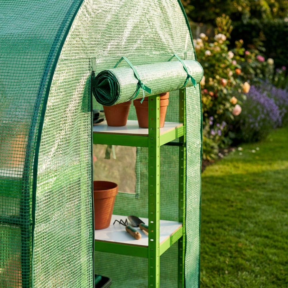 3m x 2m Polytunnel with 25mm Frame and Racking System - detail view