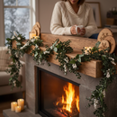 Premium Frosted Boxwood and White Berries Garland 150cm for Festive Decor and Seasonal Displays