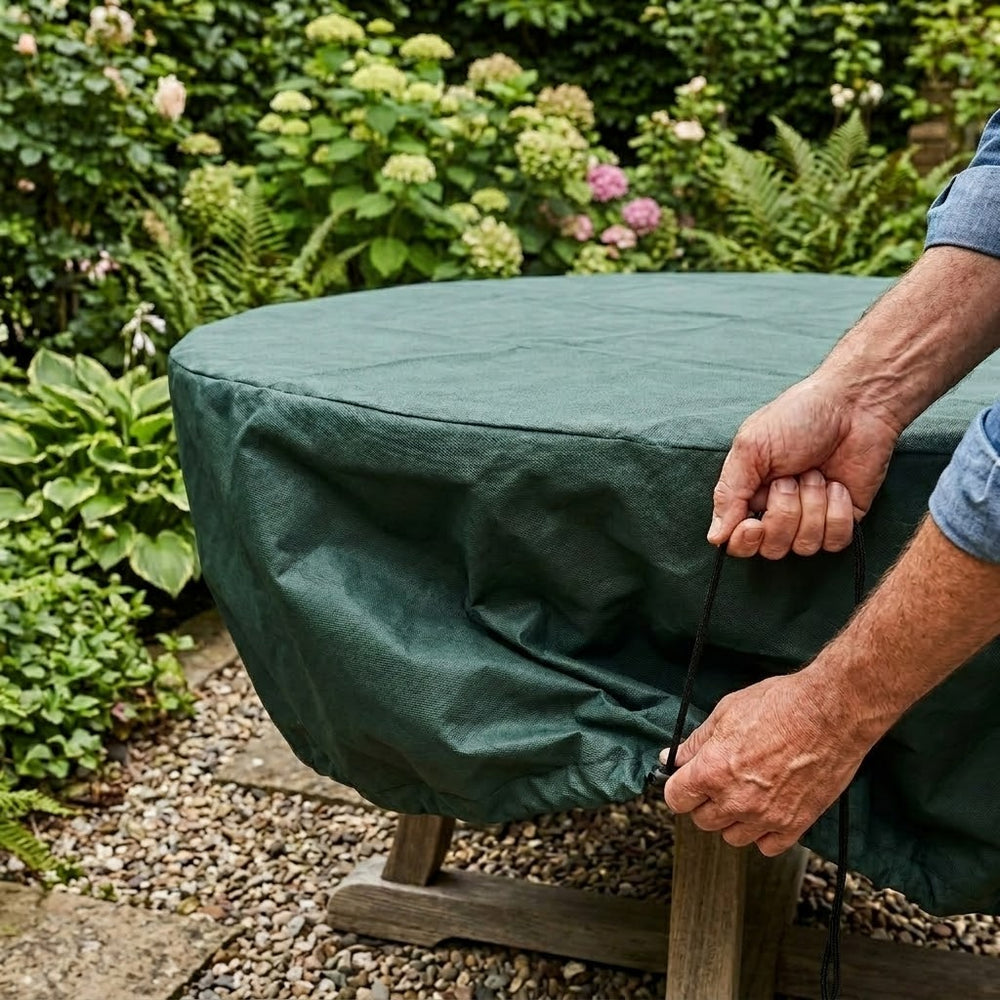 Round Table Cover – 4 Seater Green – Heavy Duty Polyethylene – Outdoor Furniture Protection